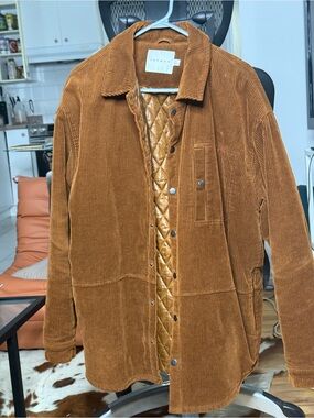 Topman Rust Brown Corduroy Quilted-Lined Shirt Jacket